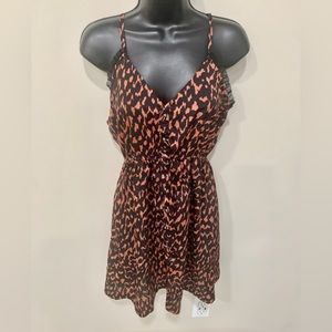 Anthropologie Ali + Kris Shimmer Slip Midi Dress $108.00 Leopard Animal Strap.